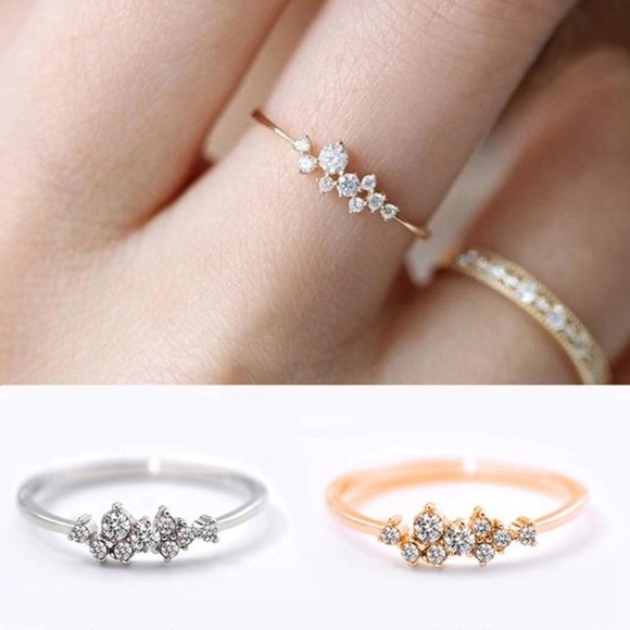 NEW!๐๐DELICATE BEAUTIFUL CZ RING๐๐SIVER TONE 7 - Picture 2 of 4